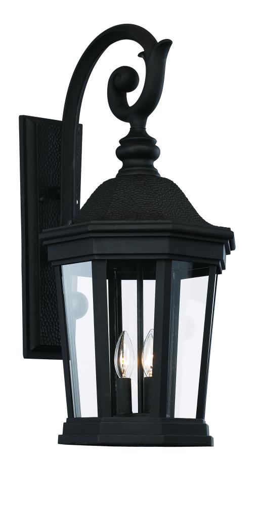3LT WALL LANTERN-LG-BK-BEVELED